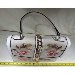 Aldo Floral Print Gold Chain Bag White Floral for Women